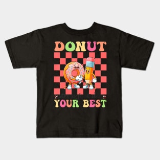 Groovy Donut Stress Best Testing Day Teachers Kids T-Shirt